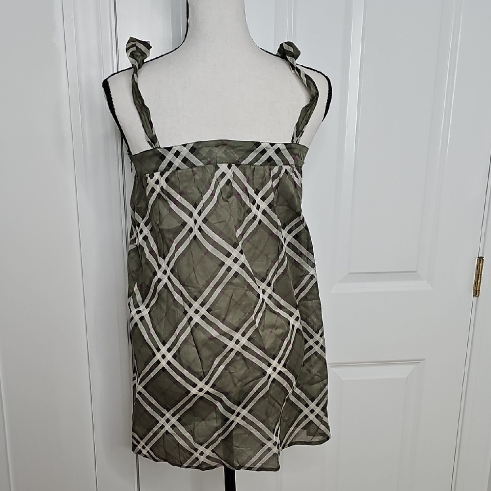 Burberry Olive Plaid Mini Dress - Picture 2 of 2